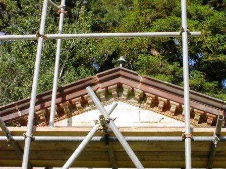 Drake mausoleum, Brookwood Cemetery, pediment repaired May 2007