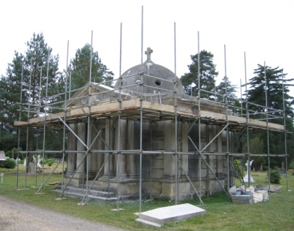 Scaffolding surrounding the Columbarium, Brookwood Cemetery