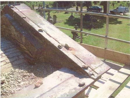 Repaired corner of the roof of the Drake mausoleum, May 2007